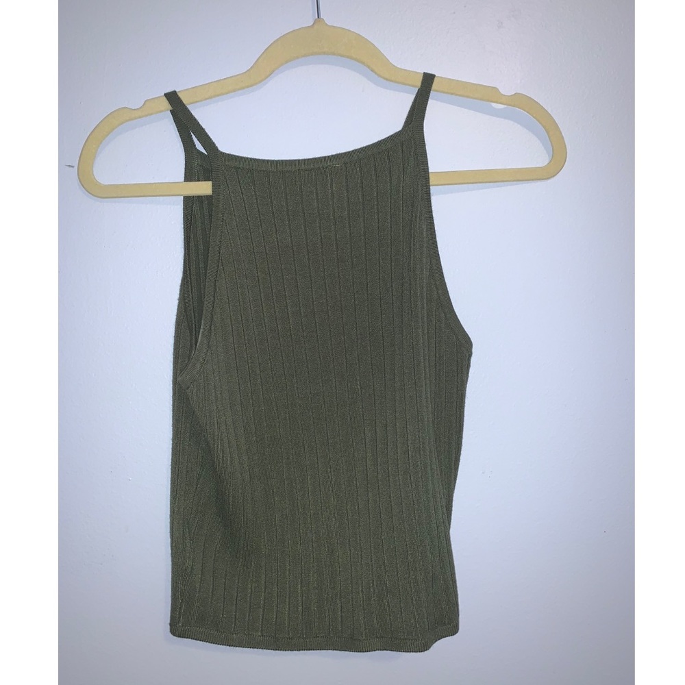 COPY - Divided Ribbed Halter Tank Top - Picture 3 of 4
